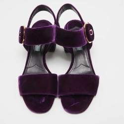 Prada Purple Velvet Ankle Strap Sandals Size 37.5