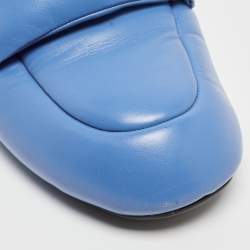 Prada Blue Leather Pantofole Padded Flat Mules Size 39