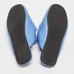 Prada Blue Leather Pantofole Padded Flat Mules Size 39