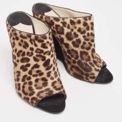 Prada Brown Calf Hair Wedge Sandals Size 37.5 
