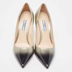 Prada Silver/Black Ombre Patent Leather Pointed Toe Pumps Size 39