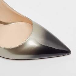 Prada Silver/Black Ombre Patent Leather Pointed Toe Pumps Size 39