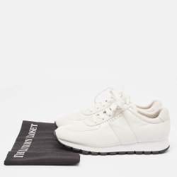 Pre Owned Prada White Leather Low Top Sneakers Size 36.5