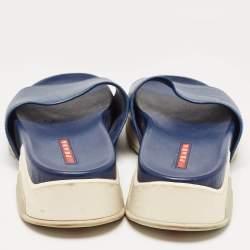 Prada Navy Blue Leather Slides Size 37