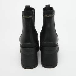 Pre Owned Prada Black Leather Ankle Length Boots Size 38.5
