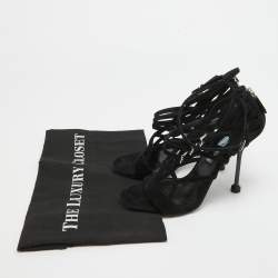 Prada Black Suede Strappy Sandals Size 37