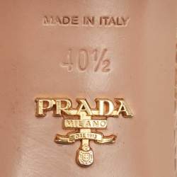 Pre Owned Prada Brown Embossed Croc Crystal Embellished Slide Sandals Size 40.5