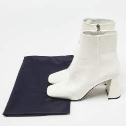 Prada White Patent Leather Zip Ankle Boots Size 37