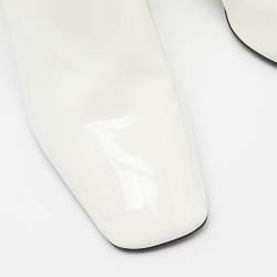 Prada White Patent Leather Zip Ankle Boots Size 37