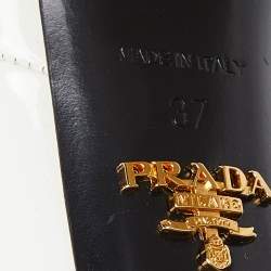 Prada White Patent Leather Zip Ankle Boots Size 37