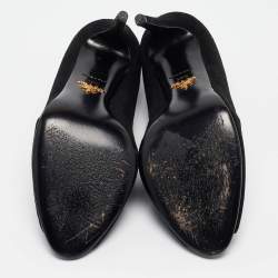 Prada Black Suede Peep Toe Ankle Booties Size 38.5