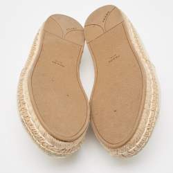 Pre Owned Prada White Leather Cap Toe Espadrille Flats Size 38.5