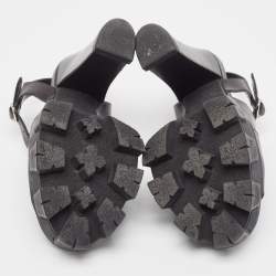Pre Owned Prada Black Leather Ankle Strap Sandals Size 37