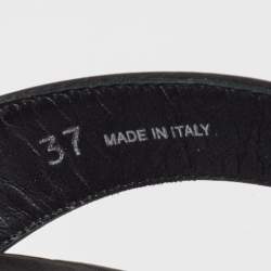 Pre Owned Prada Black Leather Ankle Strap Sandals Size 37