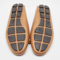 Pre Owned Prada Brown Leather Slip On Loafers  Size 39