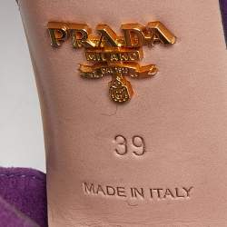 Pre Owned Prada Purple Suede Ankle Strap Platform Sandals Size 39
