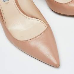 Pre Owned Prada Beige Leather Pointed Toe Pumps Size 37.5