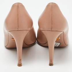Pre Owned Prada Beige Leather Pointed Toe Pumps Size 37.5