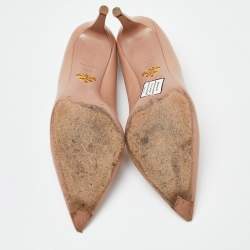 Pre Owned Prada Beige Leather Pointed Toe Pumps Size 37.5