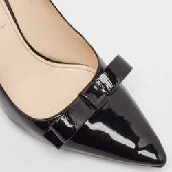 Pre Owned Prada Black Patent Leather Bow Pointed Toe Pumps Size 36