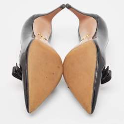 Pre Owned Prada Black Patent Leather Bow Pointed Toe Pumps Size 36