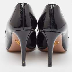 Pre Owned Prada Black Patent Leather Bow Pointed Toe Pumps Size 36