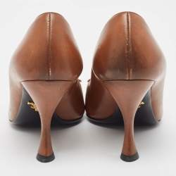 Prada Brown Leather Zip Detail Pumps Size 39