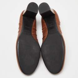 Pre Owned Prada Brown Leather Round Toe Pumps Size 39