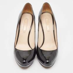 Prada Black Patent Leather Platform Pumps Size 38.5