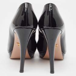 Prada Black Patent Leather Platform Pumps Size 38.5