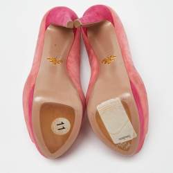 Pre Owned Prada Two Tone Pink Suede Peep Toe Platform Pumps Size 41