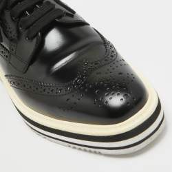 Prada Black Brogue Patent Leather Platform Derby Sneakers Size 37.5