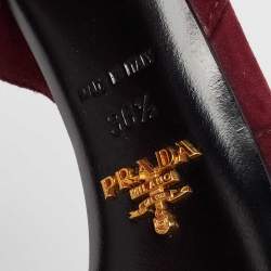Prada Burgundy Suede Platform Slingback Sandals Size 36.5