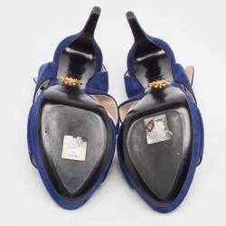 Prada Navy Blue Suede Platform Sandals Size 37