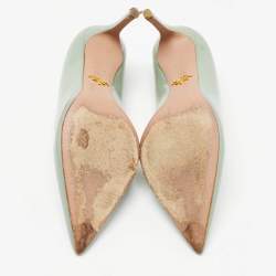 Pre Owned Prada Mint Green Patent Leather Pointed Toe Pumps Size 38