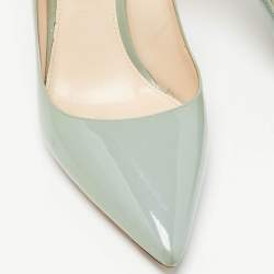 Pre Owned Prada Mint Green Patent Leather Pointed Toe Pumps Size 38