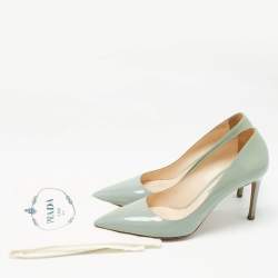 Pre Owned Prada Mint Green Patent Leather Pointed Toe Pumps Size 38