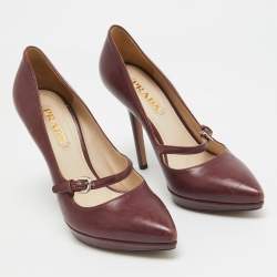 Prada Burgundy Leather Platform Pumps Size 37