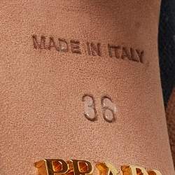 Pre Owned Prada Brown/Black Canvas Mary Jane Pumps Size 36  
