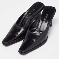 Prada Black Leather Slide Mules Size 38
