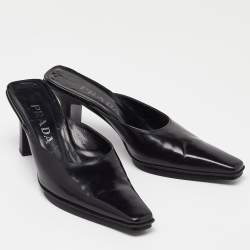 Prada Black Leather Slide Mules Size 38