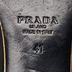 Prada Silver Leather Bow Crystal Embellished Flat Slides Size 41