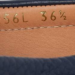 Pre Owned Prada Blue Leather Bow Slip On Loafers Size 36.5