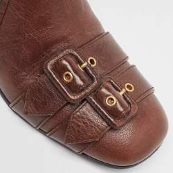 Prada Brown Leather Buckle Over The Knee Boots Size 39