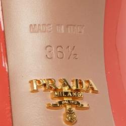 Prada Coral Pink Patent Leather Peep Toe Platform Pumps Size 36.5