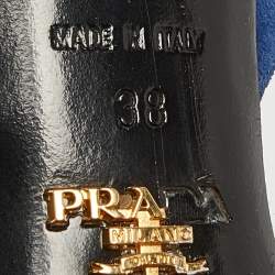 Prada Blue Suede Crystal Embellished Ankle Strap Sandals Size 38