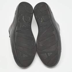 Pre Owned Prada Black Leather Lace Up Sneakers Size 38.5