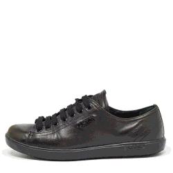 Pre Owned Prada Black Leather Lace Up Sneakers Size 38.5