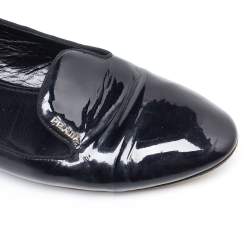 Prada Black Patent Leather Smoking Slippers Size 41