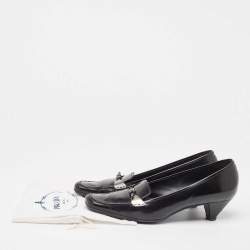 Pre Owned Prada Black Leather Loafer Pumps Size 40